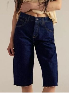 We The Free Jam Session Relaxed Capri jean shorts size 27 dark wash NWT